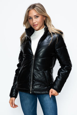 How Dare U Pocketed Zip Up Puffer Jacket with Removable Hood - Teresa's Fashionista LLC
