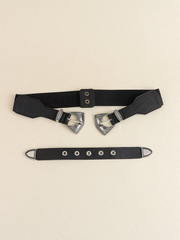 Double Buckle PU Leather Belt-Teresa's Fashionista LLC