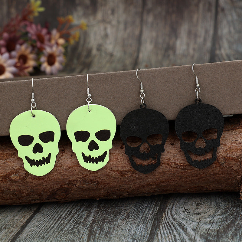 2 Piece PU Leather Skull Dangle Earrings - Teresa's Fashionista LLC