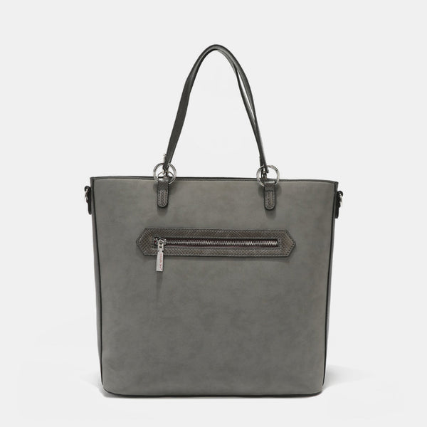 Nicole Lee USA Metallic Stitching Embroidery Inlaid Rhinestone Tote Bag-Teresa's Fashionista LLC