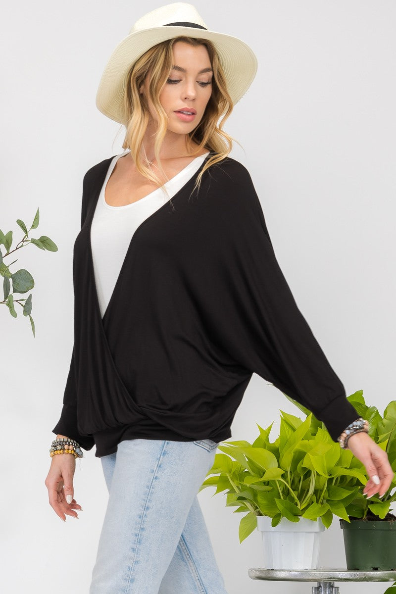 Celeste Full Size Contrast Round Neck Top with Two Layer Detail - Teresa's Fashionista LLC