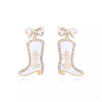 Cowgirl Boot Dangle Earrings with Bow