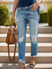 Distressed Raw Hem Jeans with Pockets - Teresa's Fashionista LLC