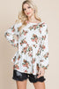 Super Lady Full Size Babydoll Floral Boat Neck Long Sleeve Blouse - Teresa's Fashionista LLC