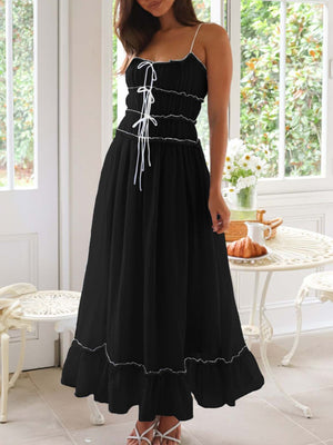 Devine Frill Ruffled Hem Midi Cami Dress - Teresa's Fashionista LLC