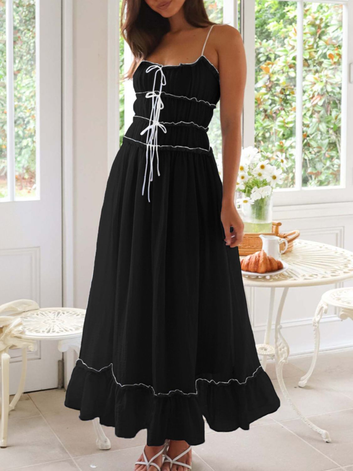 Devine Frill Ruffled Hem Midi Cami Dress - Teresa's Fashionista LLC