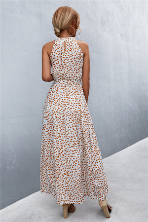 Printed Sleeveless Tie Waist Maxi Dress-Teresa's Fashionista LLC
