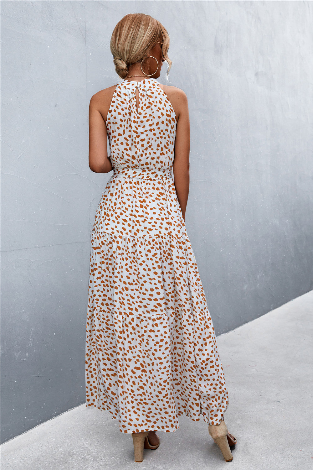 Printed Sleeveless Tie Waist Maxi Dress-Teresa&#39;s Fashionista LLC