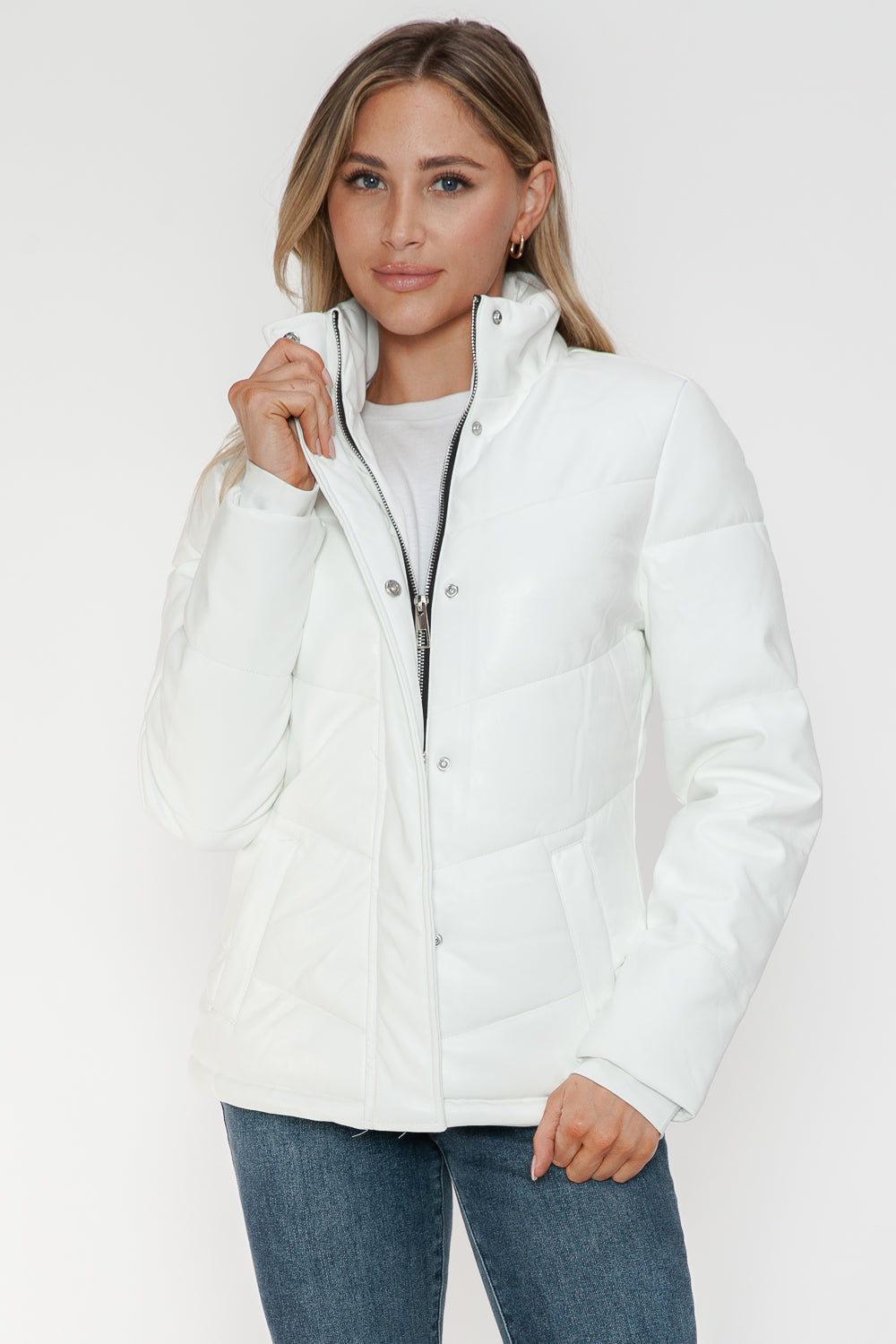 Snobbish Pocketed Zip Up Turtleneck Puffer Jacket - Teresa's Fashionista LLC
