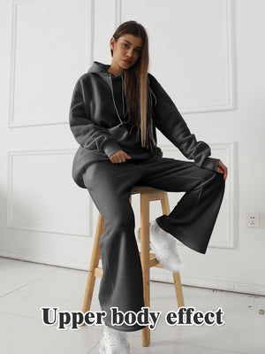 Women's Fashionable Casual Solid Color Long Sleeved Sweatshirt Set - Teresa's Fashionista LLC