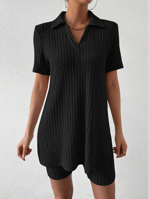 Johnny Collar Short Sleeve Top and Shorts Set-Teresa's Fashionista LLC