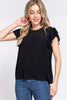 ACTIVE BASIC Ruffle Short Sleeve Crochet Blouse-Teresa's Fashionista LLC