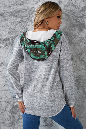 Ghost Print Dropped Shoulder Hoodie - Teresa's Fashionista LLC