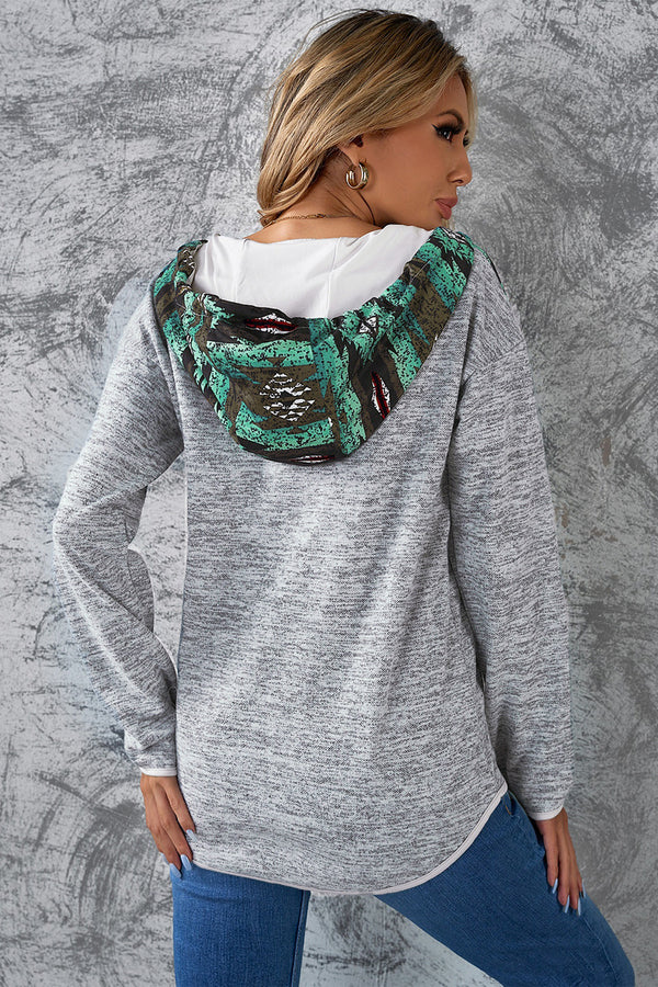 Ghost Print Dropped Shoulder Hoodie - Teresa's Fashionista LLC