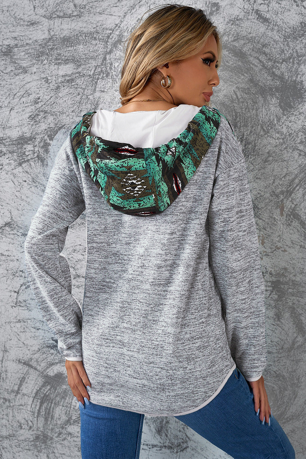 Ghost Print Dropped Shoulder Hoodie - Teresa's Fashionista LLC