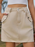Pocketed Buttoned Mini Denim Skirt-Teresa's Fashionista LLC
