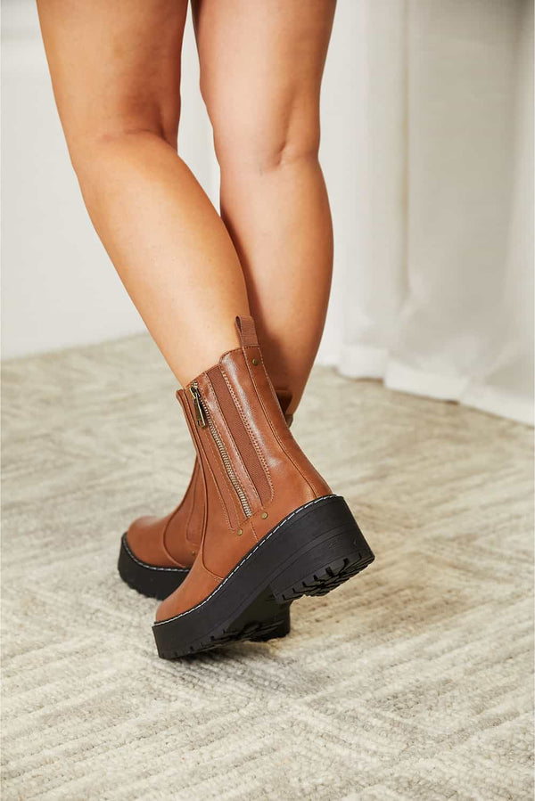 Forever Link Side Zip Platform Boots-Teresa's Fashionista LLC