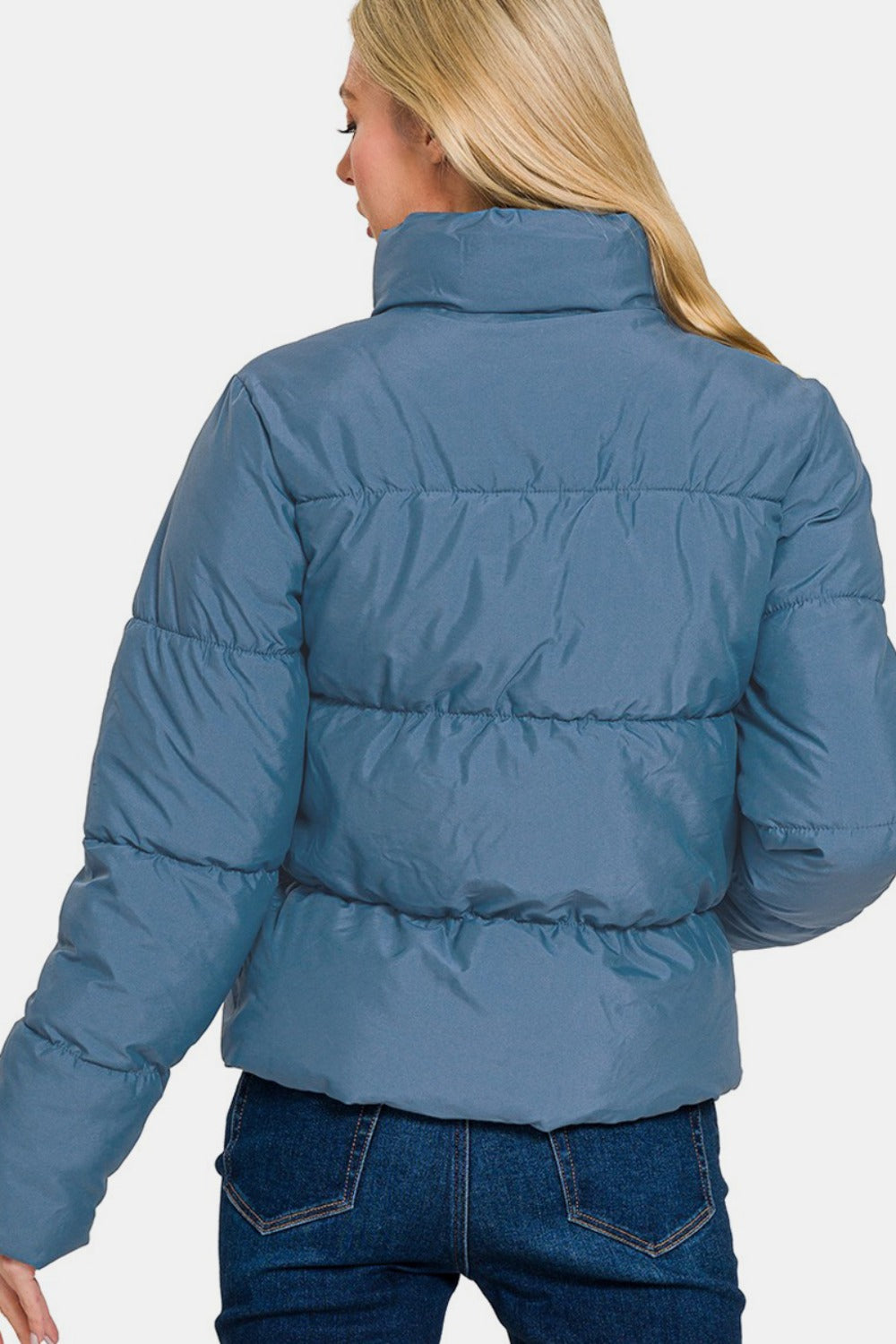 Zenana Zip Up Turtleneck Puffer Jacket with Pockets - Teresa's Fashionista LLC