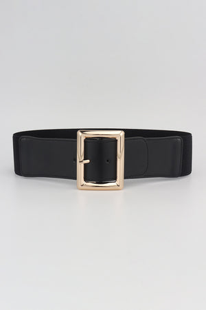 Rectangle Buckle Elastic Wide Belt-Teresa's Fashionista LLC
