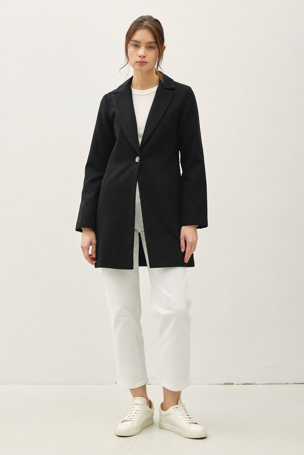 Be Cool Single Button Long Sleeve Coat with Pockets - Teresa's Fashionista LLC