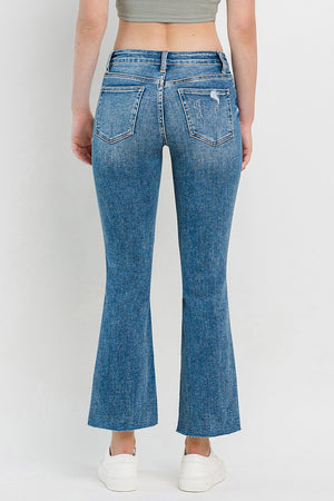 Vervet by Flying Monkey Full Size Mid Rise Distressed Cropped Flare Jeans-Teresa's Fashionista LLC