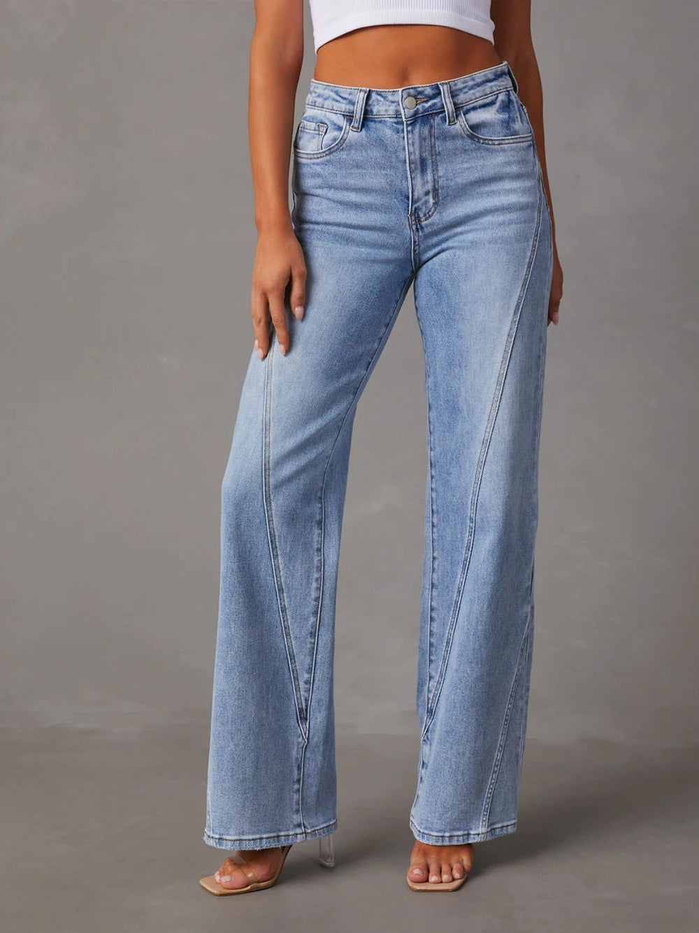 High Waist Straight Jeans with Pockets - Teresa's Fashionista LLC
