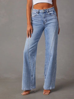 High Waist Straight Jeans with Pockets - Teresa's Fashionista LLC