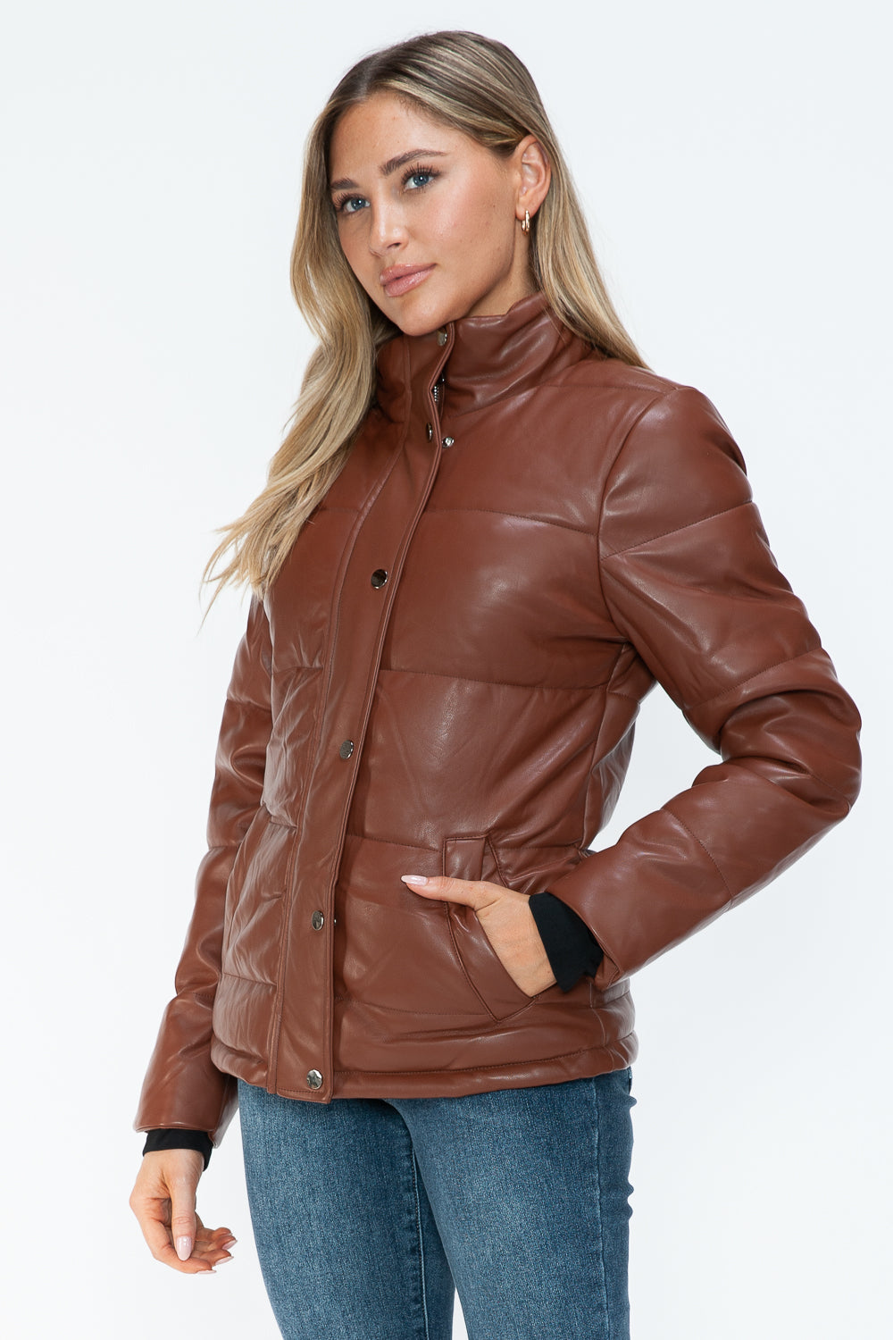 YMI Pocketed Zip Up Turtleneck Puffer Jacket - Teresa's Fashionista LLC