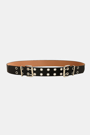 PU Leather Two Row Eyelet Belt-Teresa's Fashionista LLC