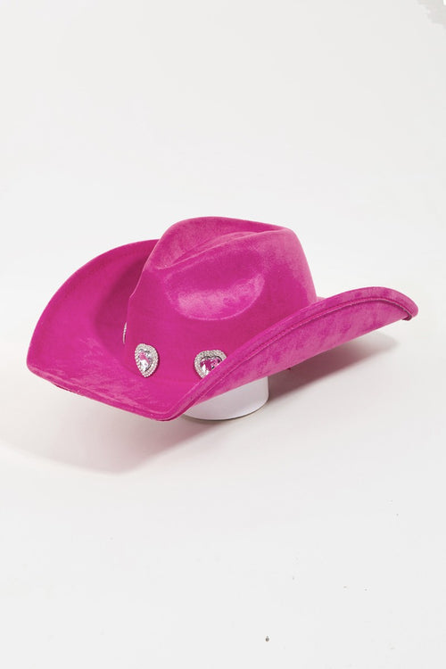 Fame Rhinestone Pave Heart Cowboy Hat-Teresa's Fashionista LLC