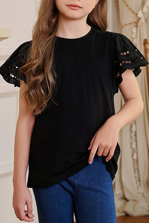 Round Neck Flutter Sleeve T-Shirt-Teresa's Fashionista LLC