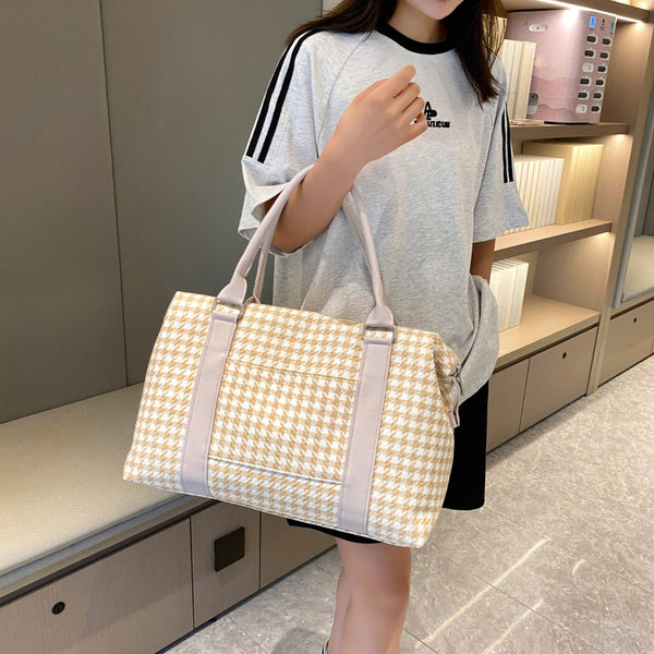 Houndstooth Canvas Travel Bag-Teresa's Fashionista LLC