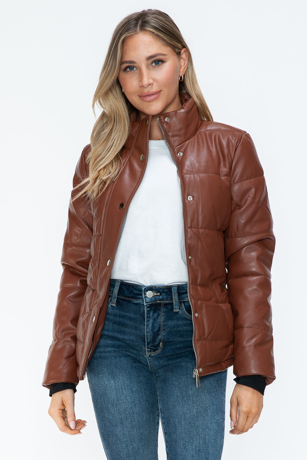 YMI Pocketed Zip Up Turtleneck Puffer Jacket - Teresa's Fashionista LLC