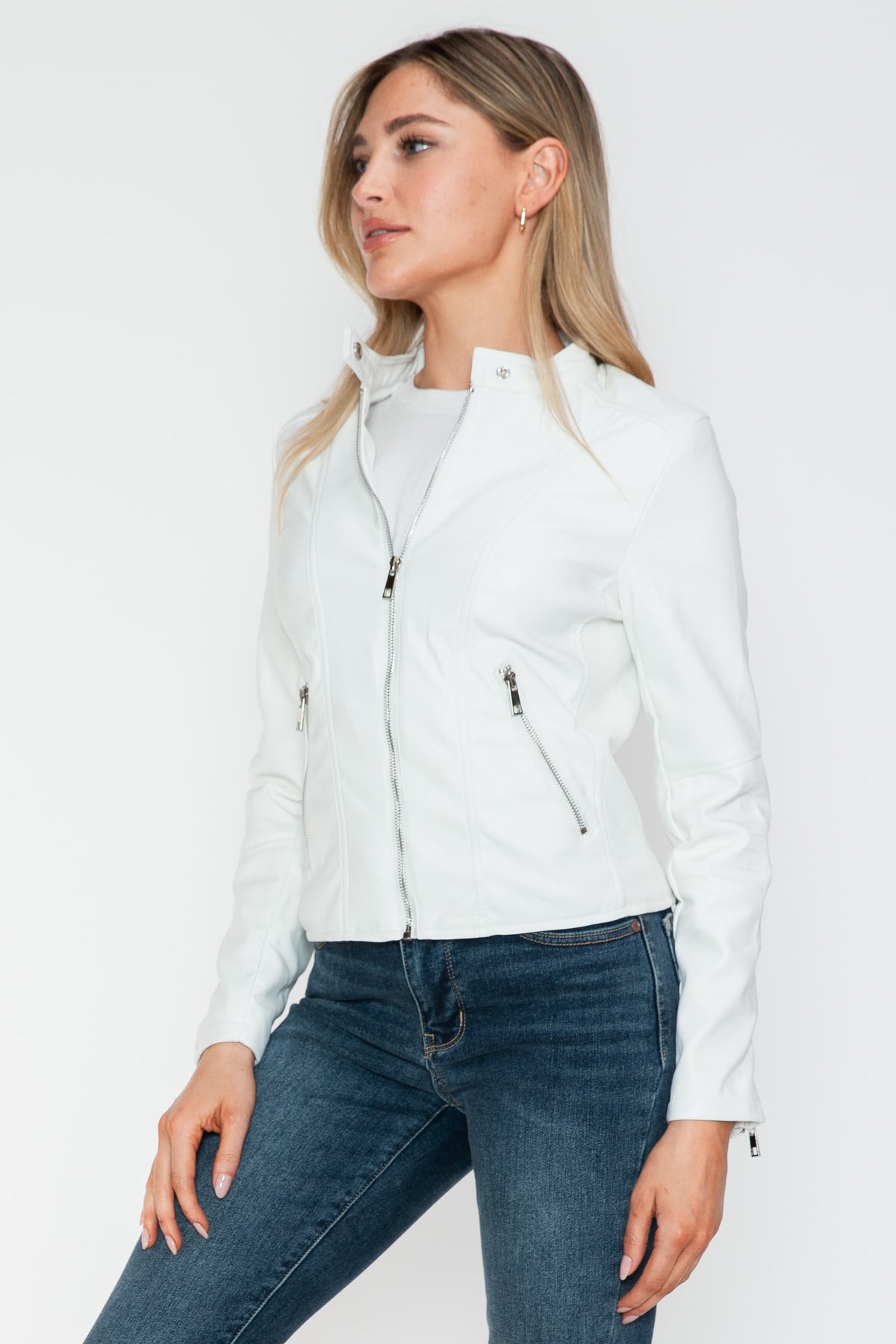 Snobbish PU Leather Zip Up Jacket with Pockets - Teresa's Fashionista LLC