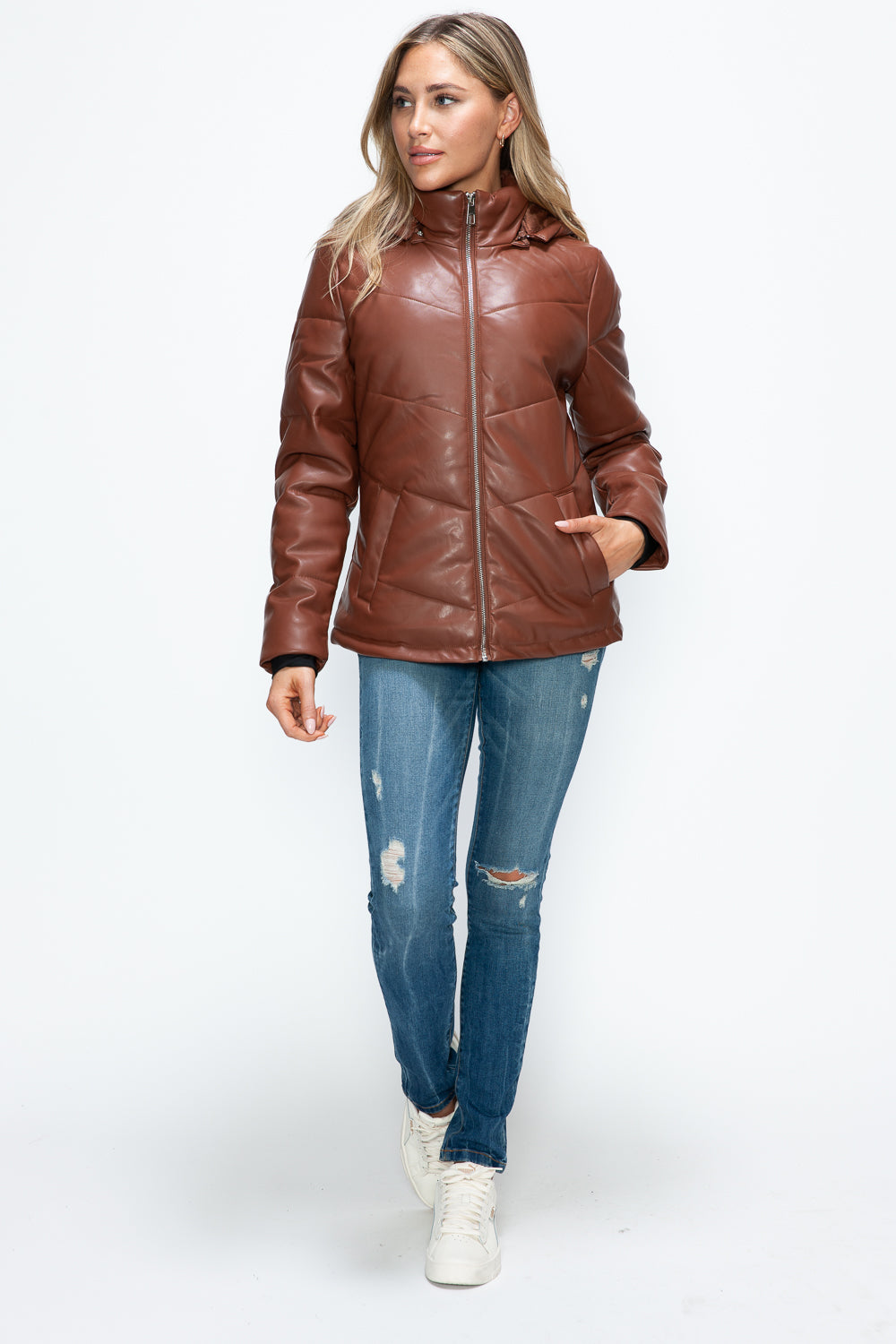 How Dare U Pocketed Zip Up Puffer Jacket with Removable Hood - Teresa's Fashionista LLC