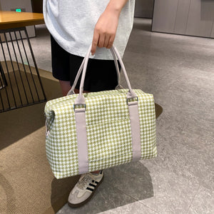 Houndstooth Canvas Travel Bag-Teresa's Fashionista LLC