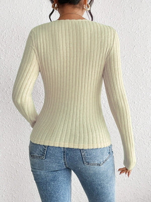 Ribbed Long Sleeve T-Shirt-Teresa's Fashionista LLC