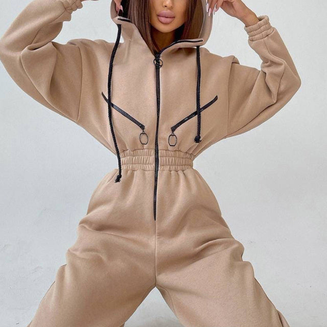 Casual Women Basic Hoodie Two Piece Sets Zipper Drawstring - Teresa's Fashionista LLC