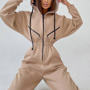 Casual Women Basic Hoodie Two Piece Sets Zipper Drawstring - Teresa's Fashionista LLC