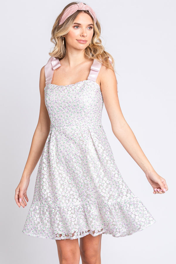 GeeGee Mesh Floral Embroidered Sleeveless Dress-Teresa's Fashionista LLC