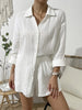 Dropped Shoulder Button Up Top and Elastic Waist Shorts Set-Teresa's Fashionista LLC