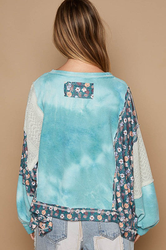 POL Floral Patchwork Round Neck Knit Top - Teresa's Fashionista LLC