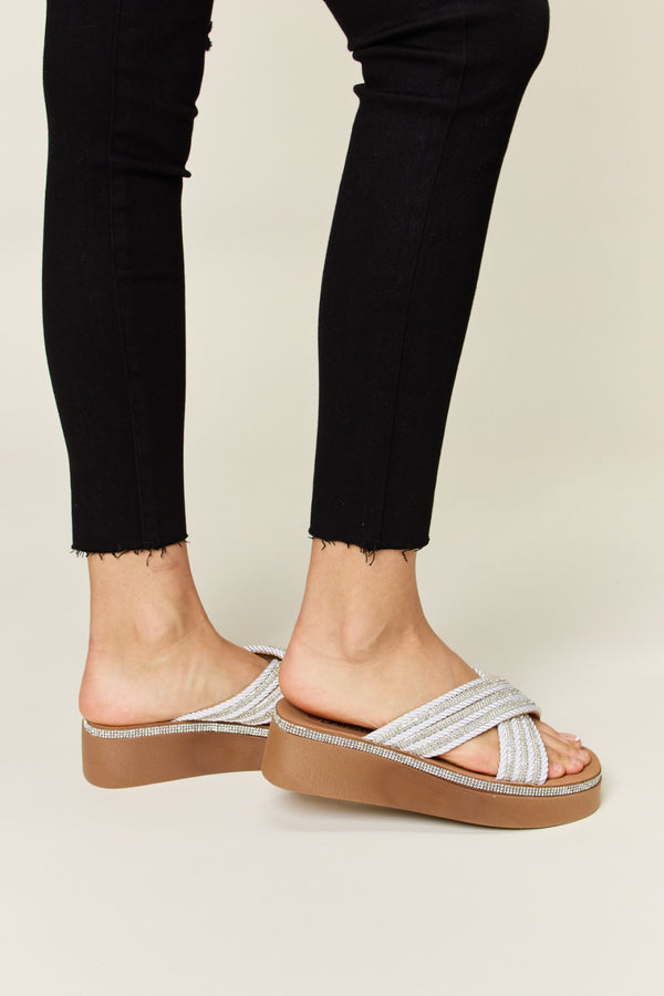 Forever Link Rhinestone Platform Wedge Sandals-Teresa's Fashionista LLC