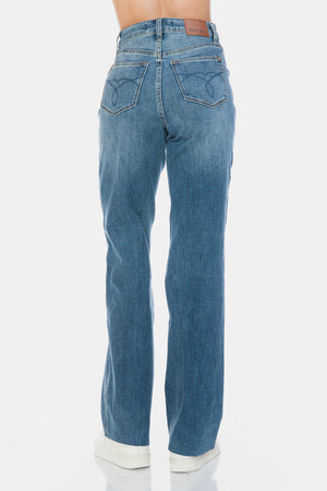 Judy Blue Full Size Tummy Control Cut Raw Hem Straight Jeans - Teresa's Fashionista LLC