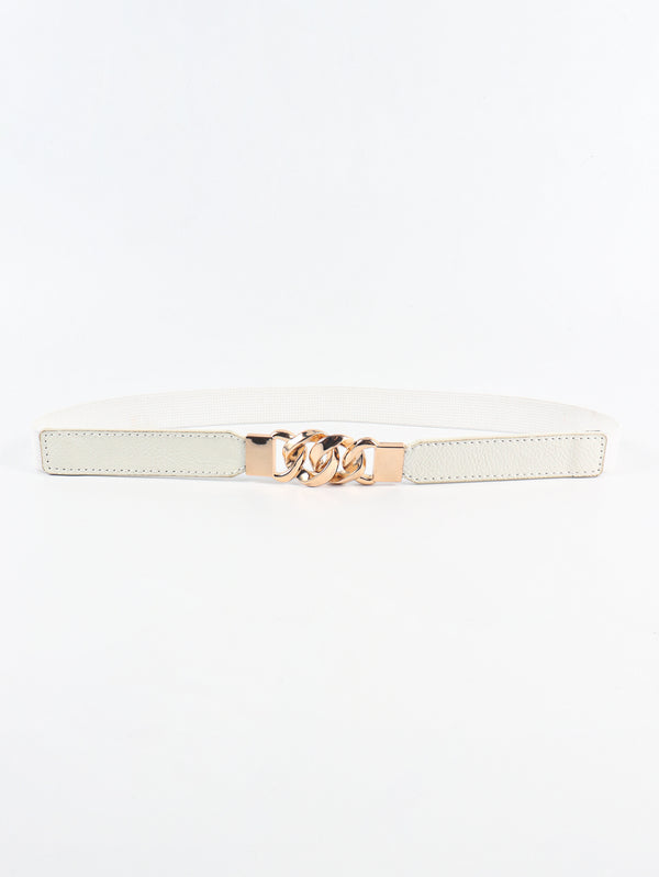 Zinc Alloy Buckle Elastic PU Belt-Teresa's Fashionista LLC