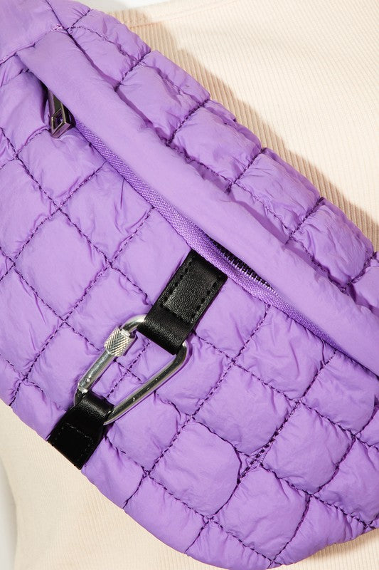 Fame Carabiner Bubble Texture Quilted Sling Bag - Teresa's Fashionista LLC