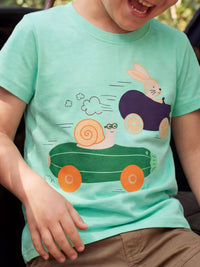 Children's Snail and Bunny Race Graphic Short Sleeve T-Shirt