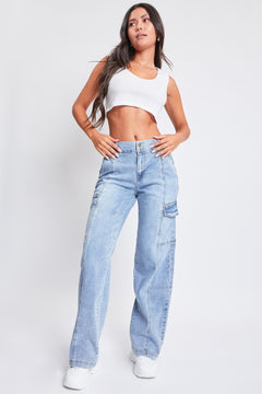 YMI Jeanswear High-Rise Straight Cargo Jeans-Teresa's Fashionista LLC