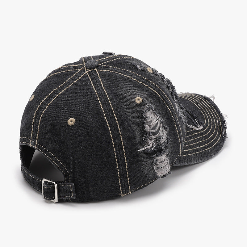 Distressed Adjustable Cotton Baseball Cap-Teresa's Fashionista LLC
