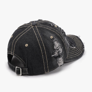 Distressed Adjustable Cotton Baseball Cap-Teresa's Fashionista LLC